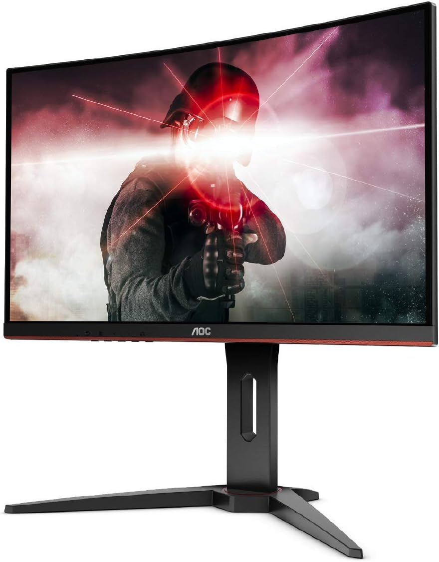 C24G1 24" Curved Frameless Gaming Monitor, FHD 1080P, 1500R VA Panel, 1Ms 144Hz, Freesync, Height Adjustable, VESA, 3-Year Zero Dead Pixels Black
