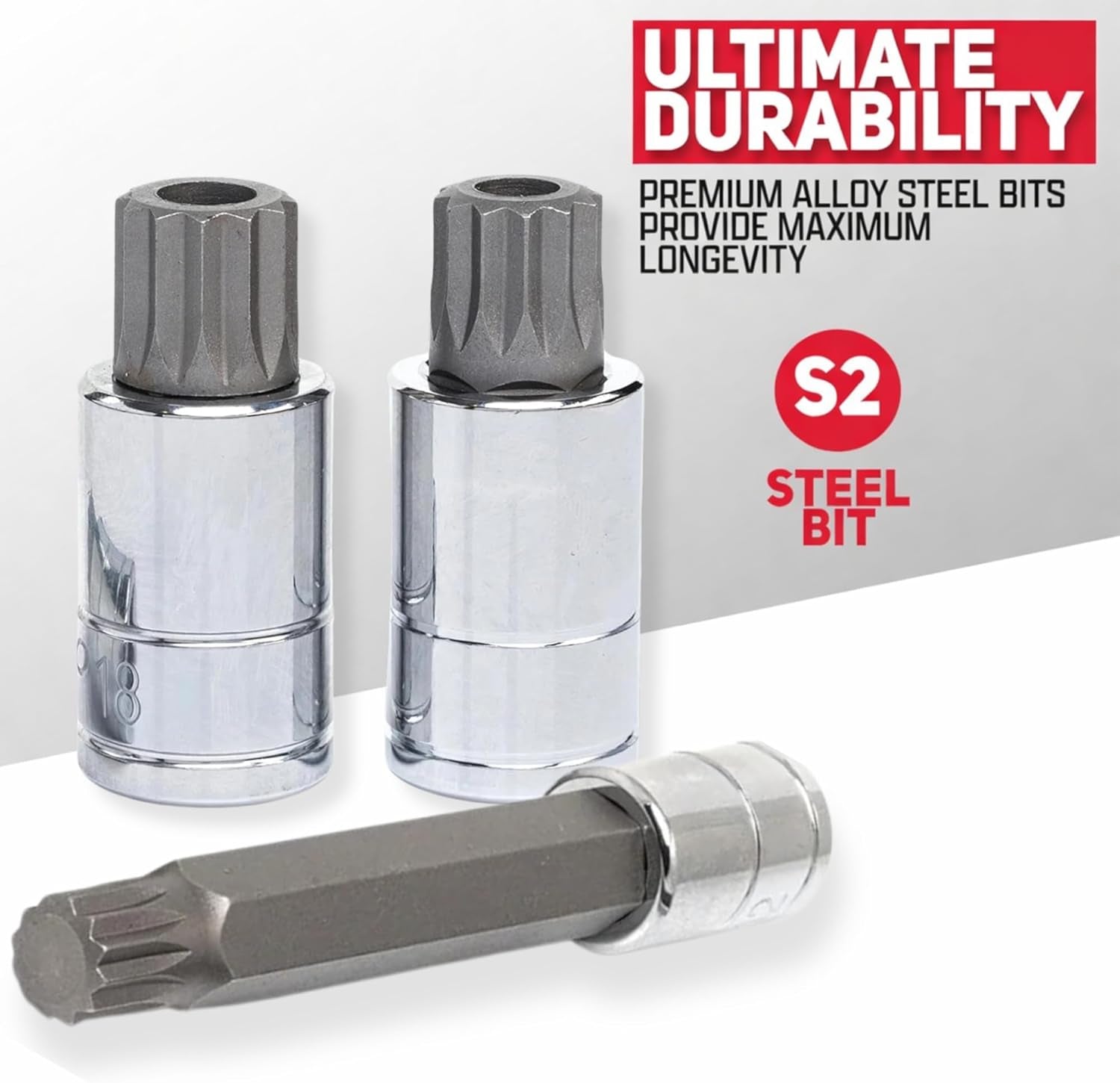 10054A XZN Triple Square Spline Bit Socket Set | Extra Long 4