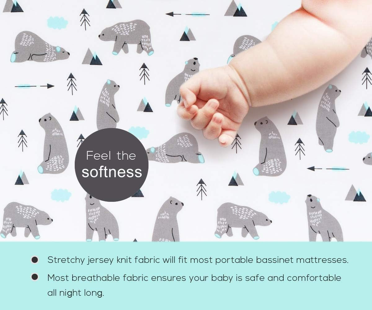 Stretchy Changing Pad Covers  Changing Table Cover for Baby Boys Girls,2 Pack Jersey Knit,Owl & Bear