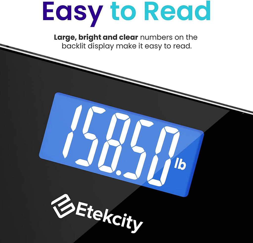 Bathroom Scale for Body Weight, Highly Accurate Digital Electronic Weighing Machine for People, LCD Display, Large Size, 6Mm Tempered Glass for Safe Home Use, Batteries Included, 400 Lbs