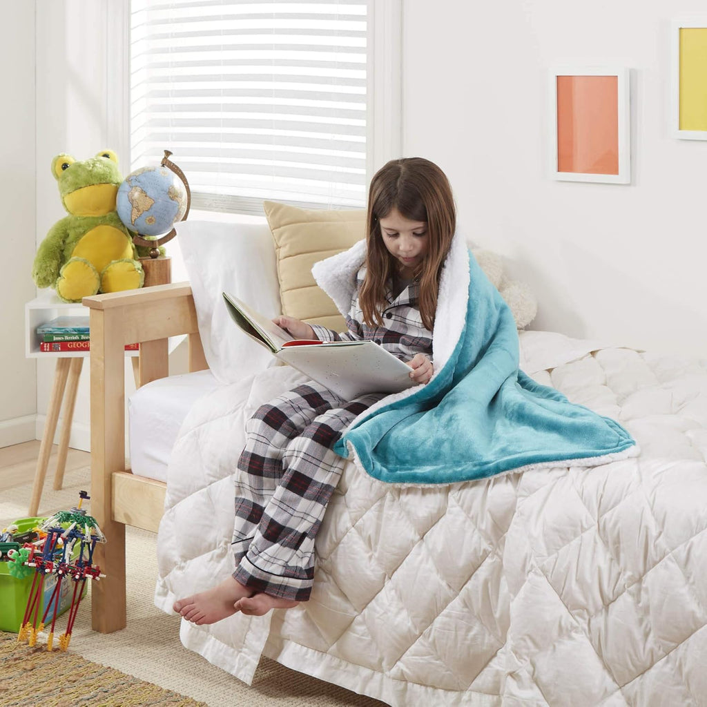 Sherpa Throw Blanket Super Soft Reversible Ultra Luxurious Plush Blanket, 40 X 50 Inches, Teal/White