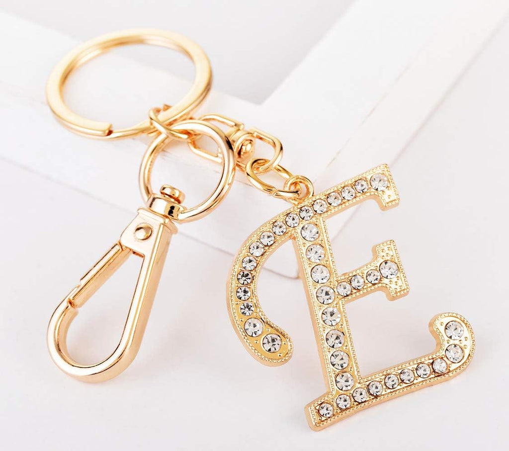 Keychain for Women Purse Charms for Handbags Crystal Alphabet Initial Letter Pendant with Key Ring