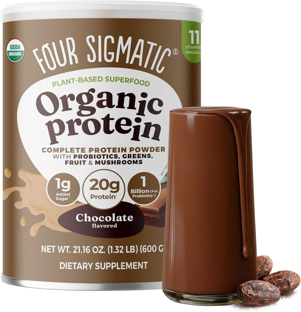 Organic Plant-Based Protein Powder | Clean Vegan Protein Elevated with Lion’S Mane, Chaga, Cordyceps and More for Brain Function and Immune Support | Creamy Cacao, 21.16 Oz